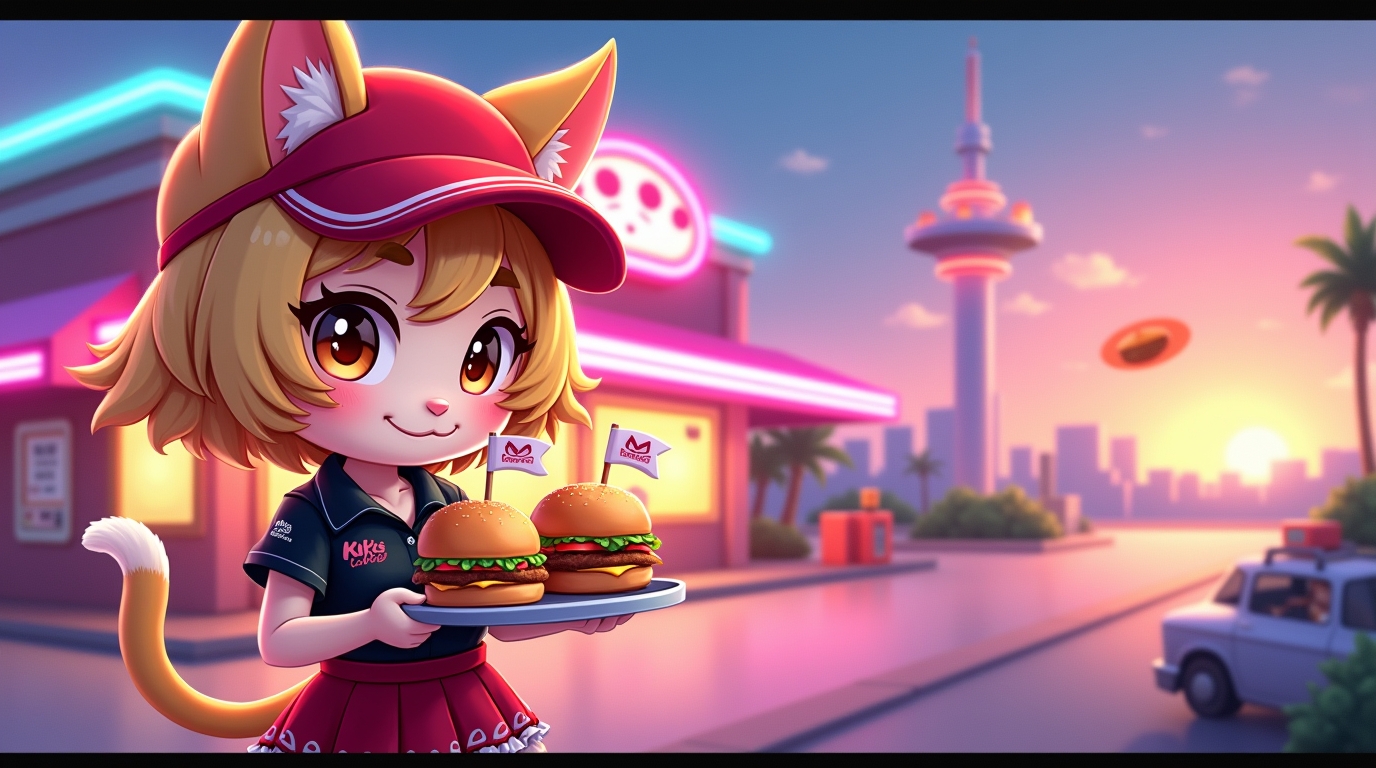 Kiki serving coffee in the cafe